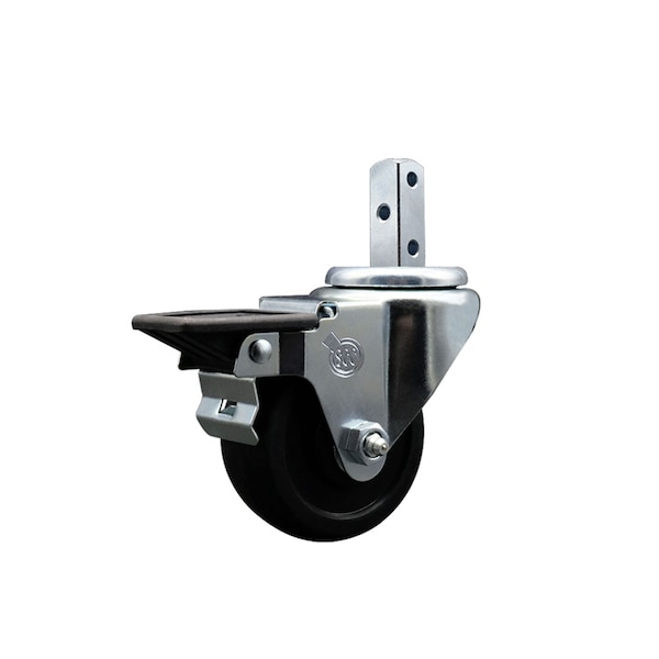 3'' Soft Rubber Wheel Swivel 7/8'' Square Stem Caster with Brake